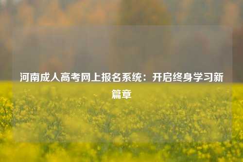 河南成人高考网上报名系统：开启终身学习新篇章