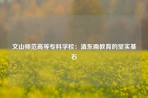 文山师范高等专科学校：滇东南教育的坚实基石
